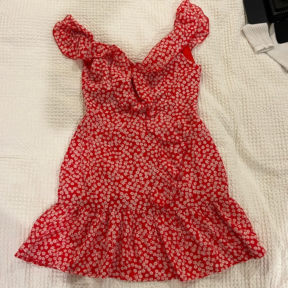 white fox ruffle dress